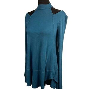 Free People Downtown Girl Tunic OB976710 – Cold Shoulder Mock Neck Top | Size S